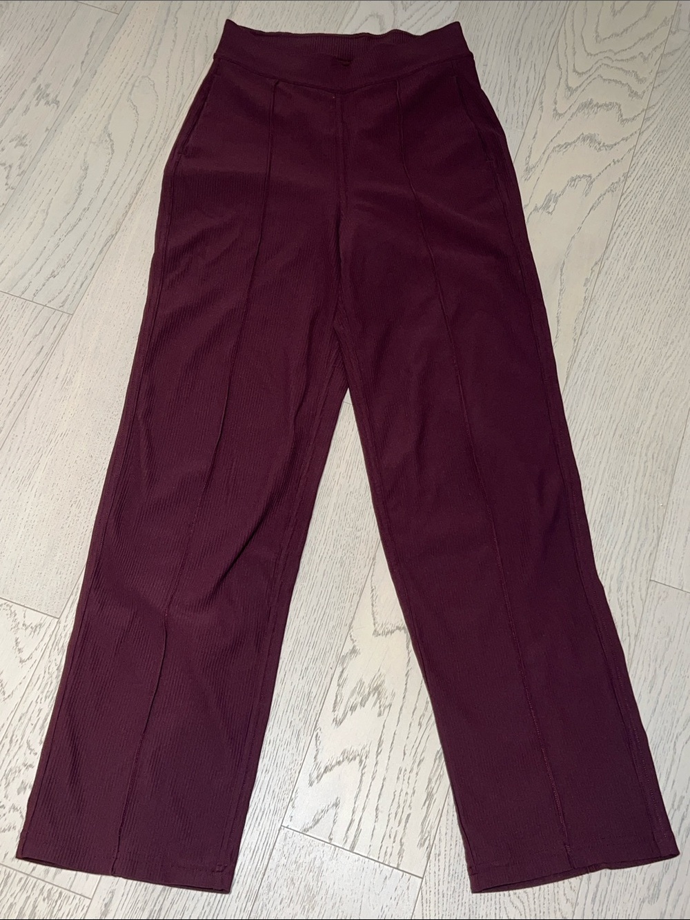 Lululemon Ribbed High-Rise Wide-Leg Pants in Burgundy